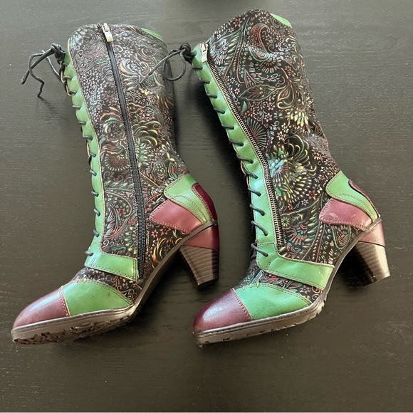 Stylish Green and Purple Women's Boots - Picture 4 of 6